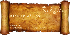 Klekler Ákos névjegykártya